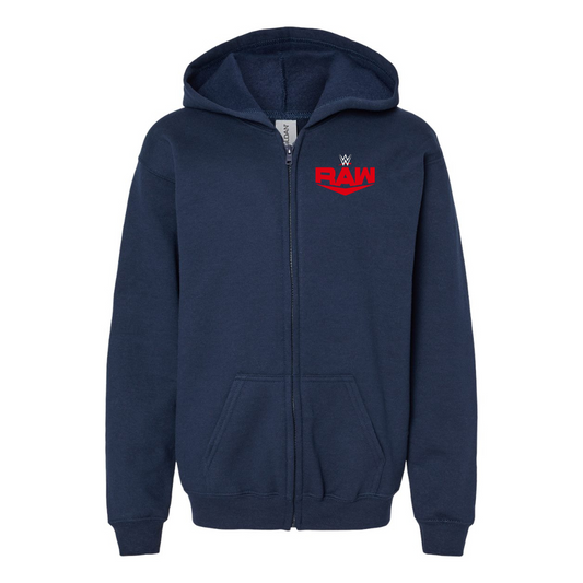 Youth WWE Raw  Gildan Heavy Blend Full Zip Hooded Sweatshirt