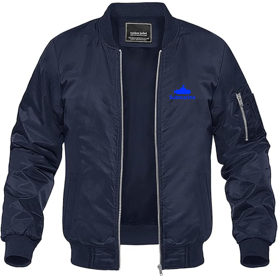 Men's Submarino Logo Lightweight Bomber Jacket Windbreaker Softshell Varsity Jacket Coat