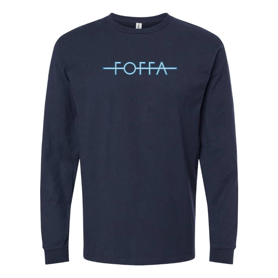 Men's Foffa Blue Logo Cotton Long Sleeve T-Shirt