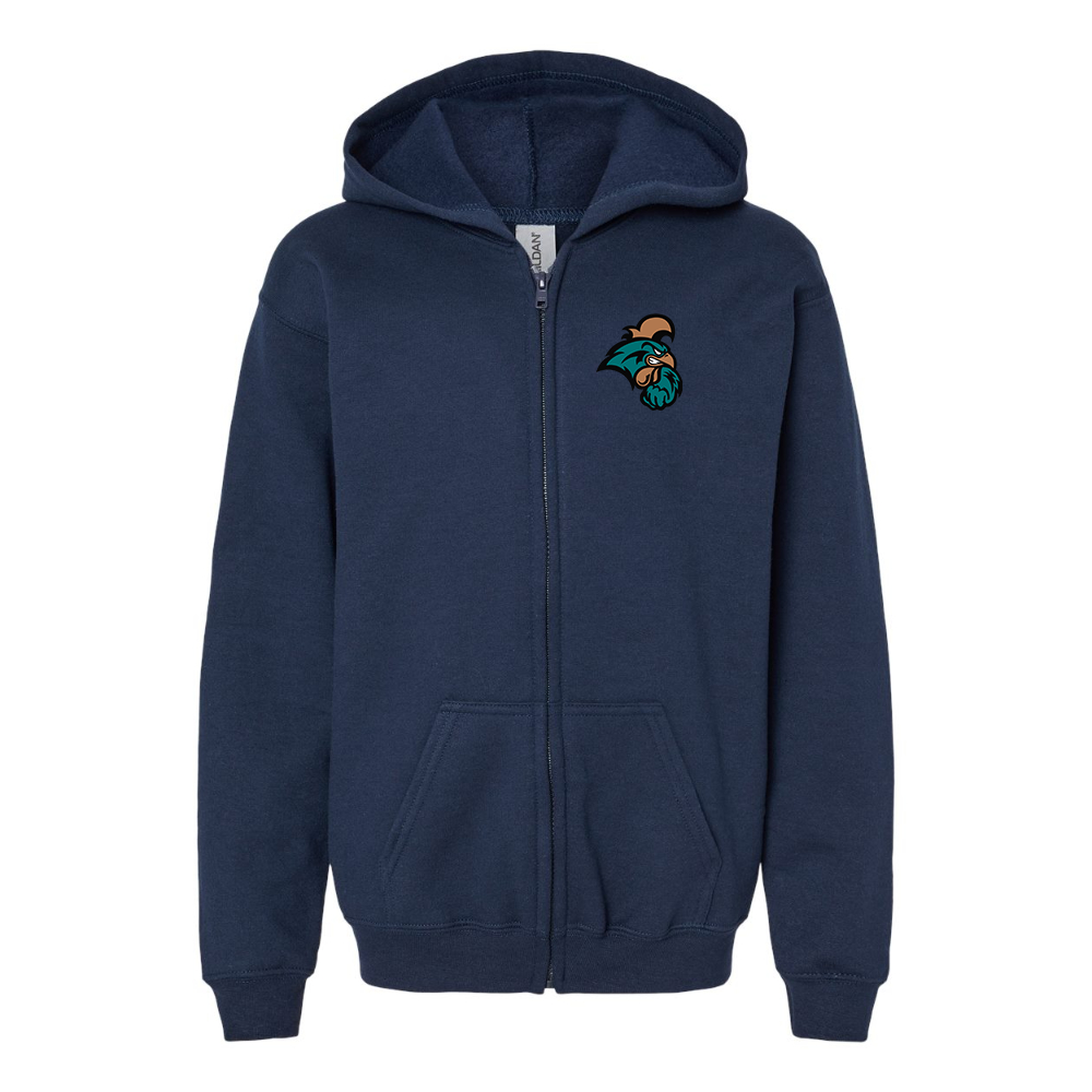 Youth Coastal Carolina Chanticleers  Gildan Heavy Blend Full Zip Hooded Sweatshirt