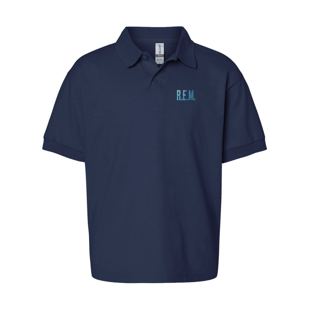 Youth R.E.M. Blue  Gildan Dry Blend Jersey Polo