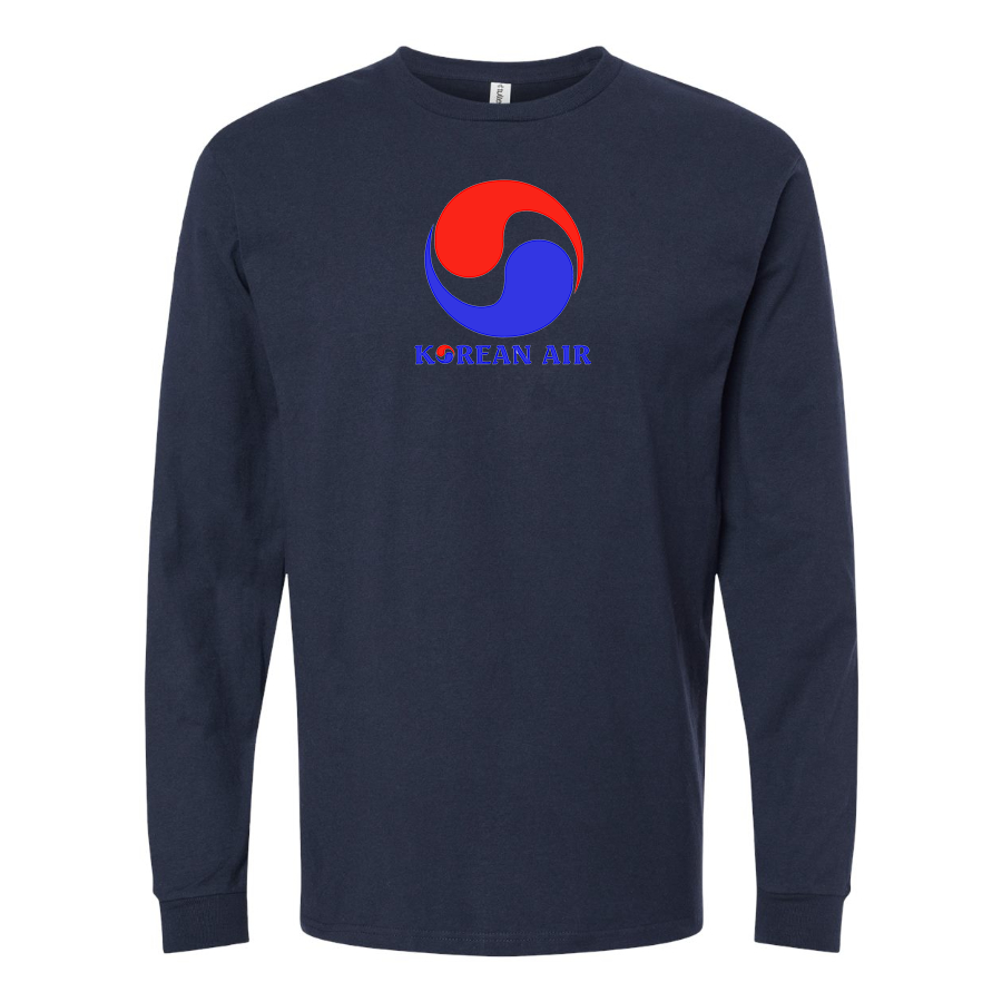 Men's Korean Air Logo Cotton Long Sleeve T-Shirt