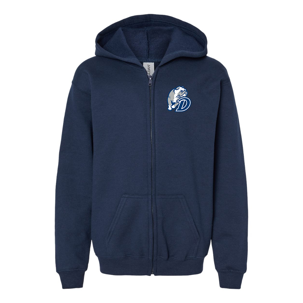 Youth  Drake Bulldogs Gildan Heavy Blend Full Zip Hooded Sweatshirt