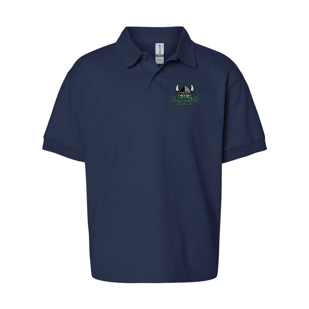 Youth   Cleveland State Vikings  Gildan Dry Blend Jersey Polo
