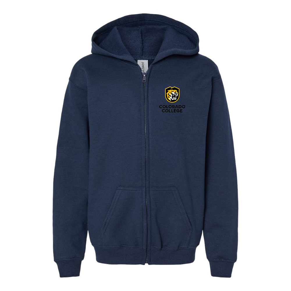 Youth  Colorado College Tigers Gildan Heavy Blend Full Zip Hooded Sweatshirt