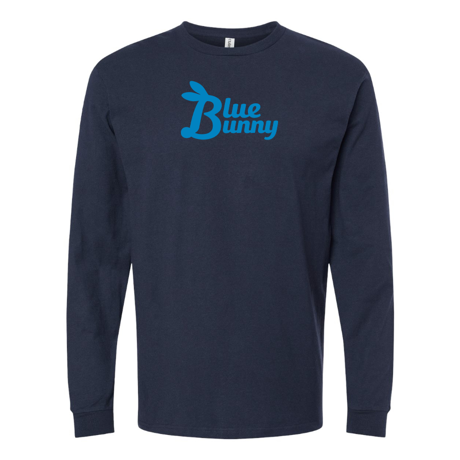 Men's Blue Bunny Logo Cotton Long Sleeve T-Shirt