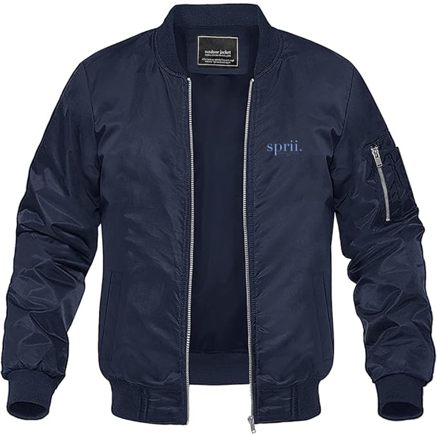 Men's Sprii Logo Lightweight Bomber Jacket Windbreaker Softshell Varsity Jacket Coat