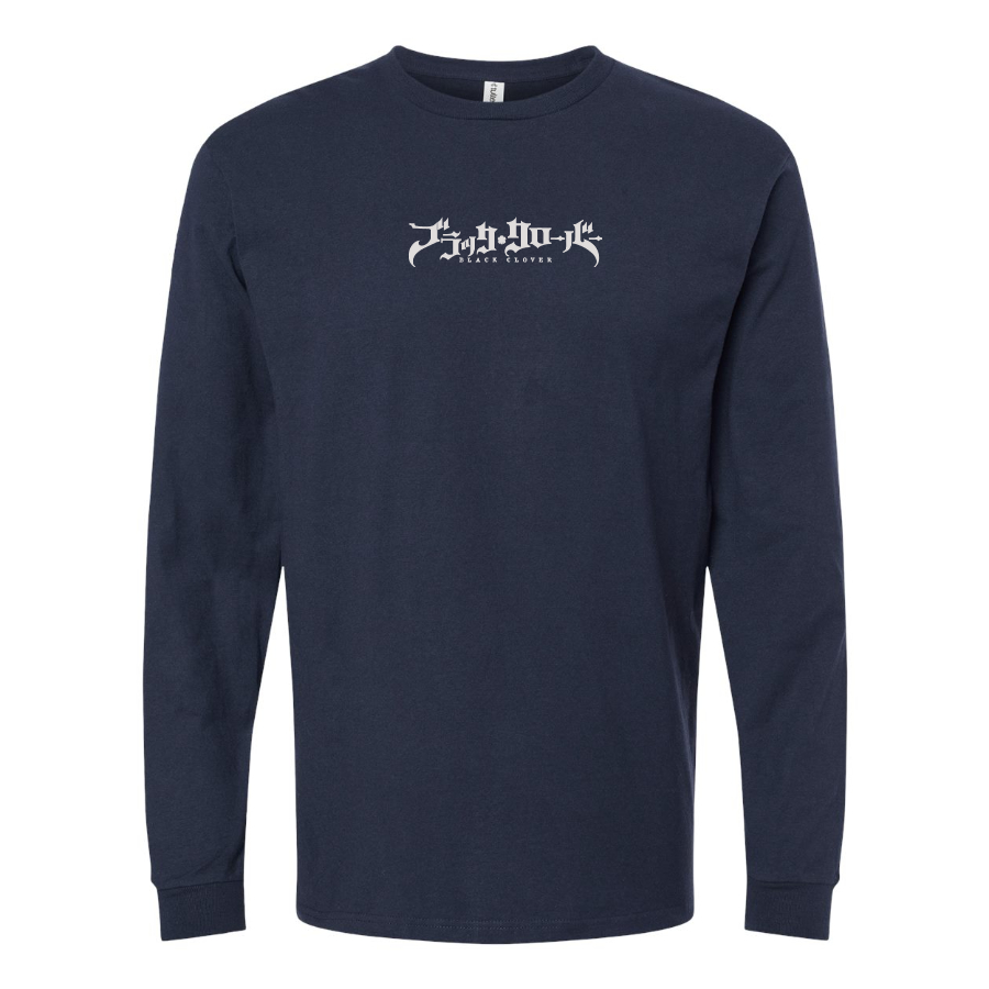 Men's Black Clover Logo Cotton Long Sleeve T-Shirt