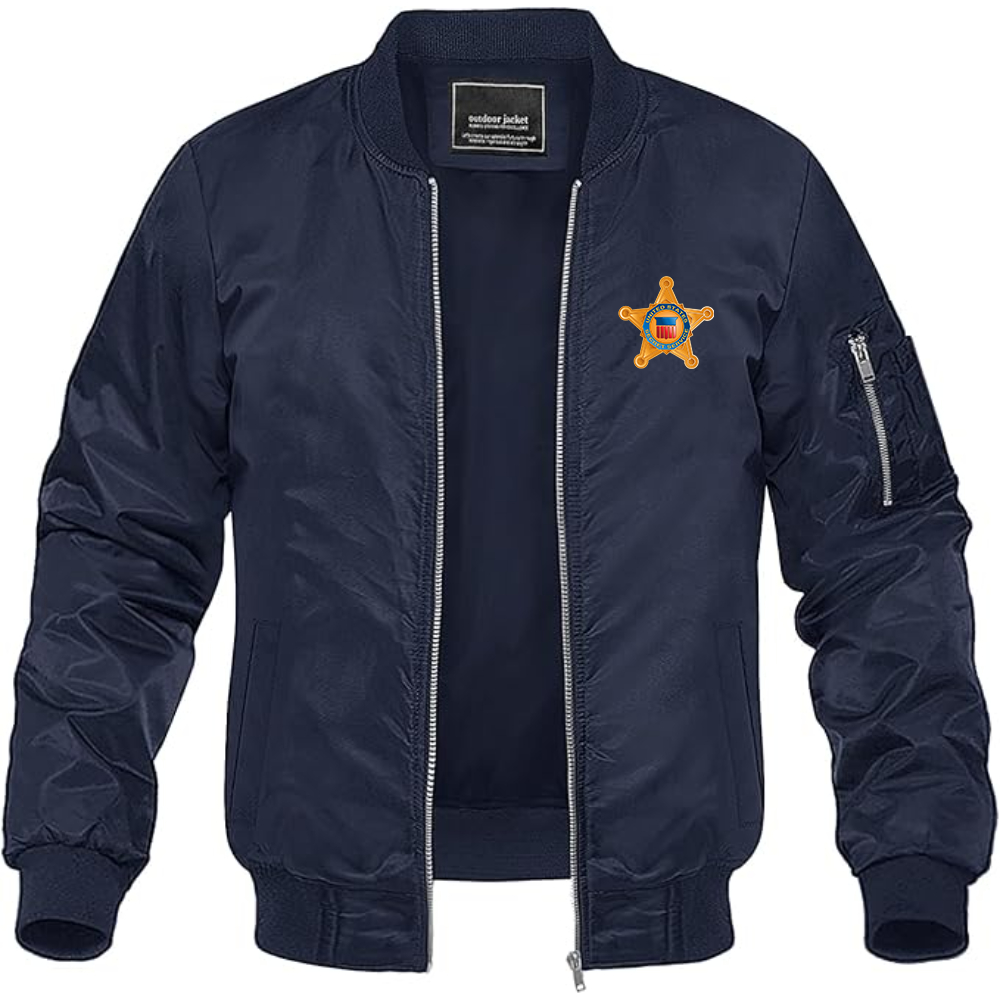 Men's Secret Service Star Logo Lightweight Bomber Jacket Windbreaker Softshell Varsity Jacket Coat