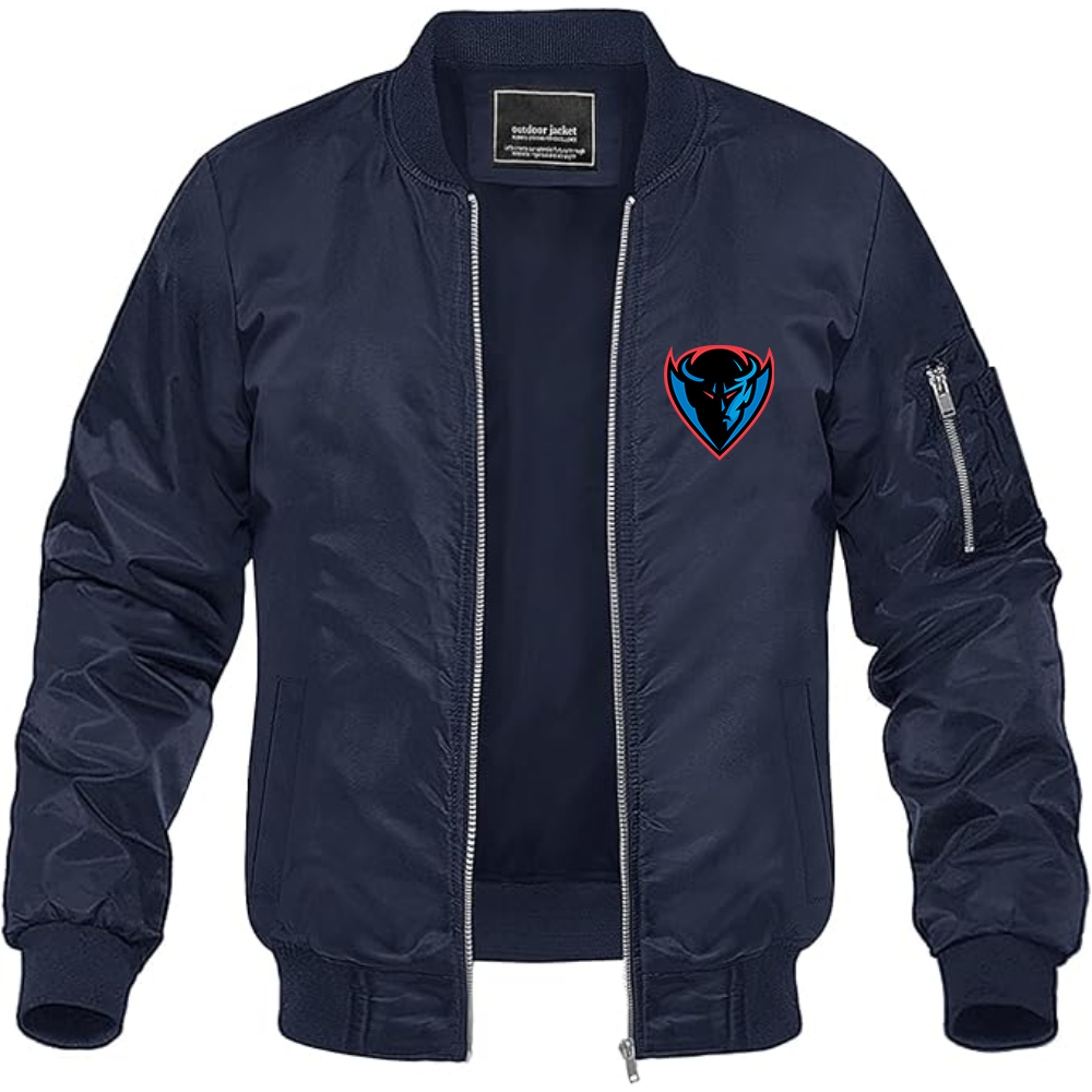 Men's  DePaul Blue Demons Lightweight Bomber Jacket Windbreaker Softshell Varsity Jacket Coat