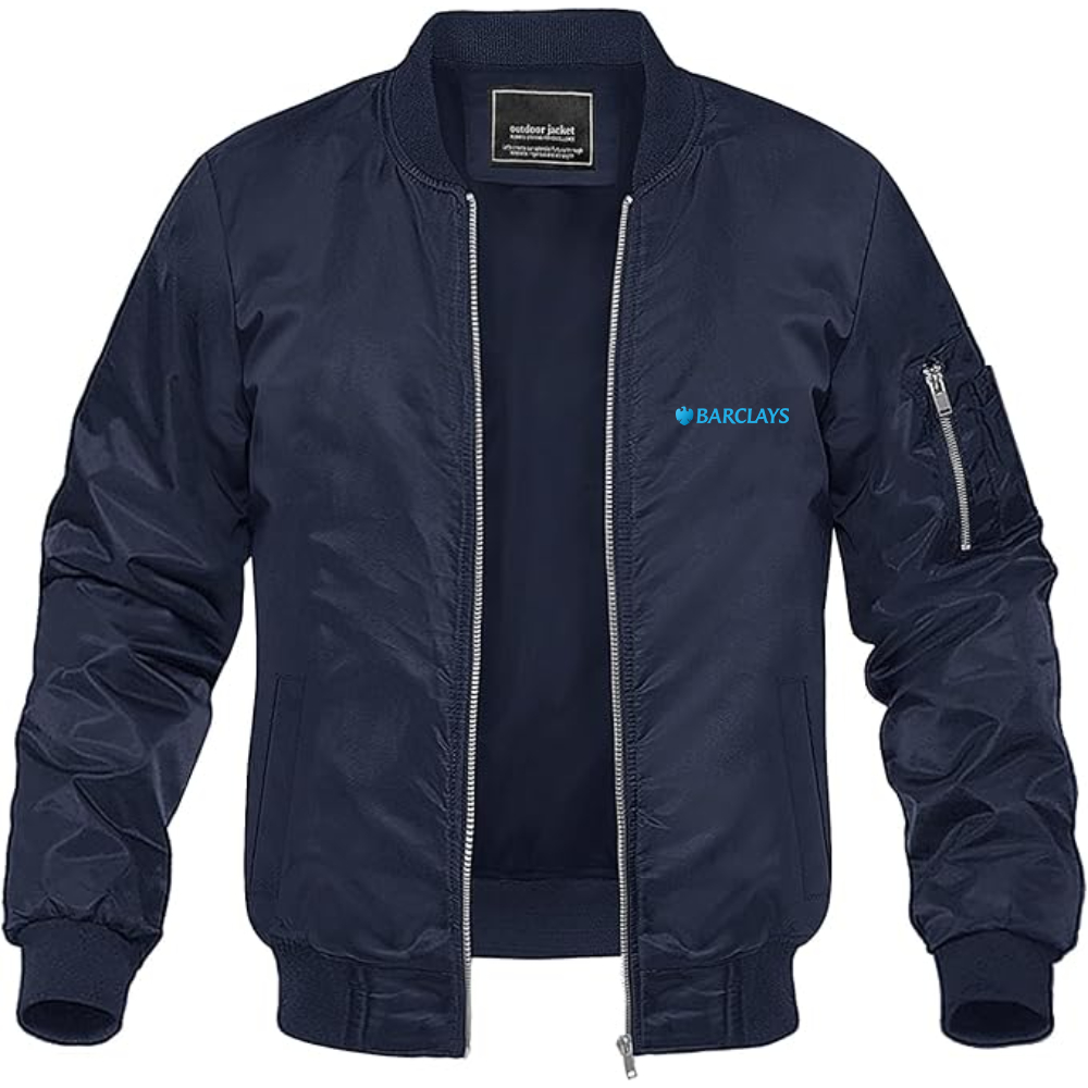 Men's Barclays  Lightweight Bomber Jacket Windbreaker Softshell Varsity Jacket Coat