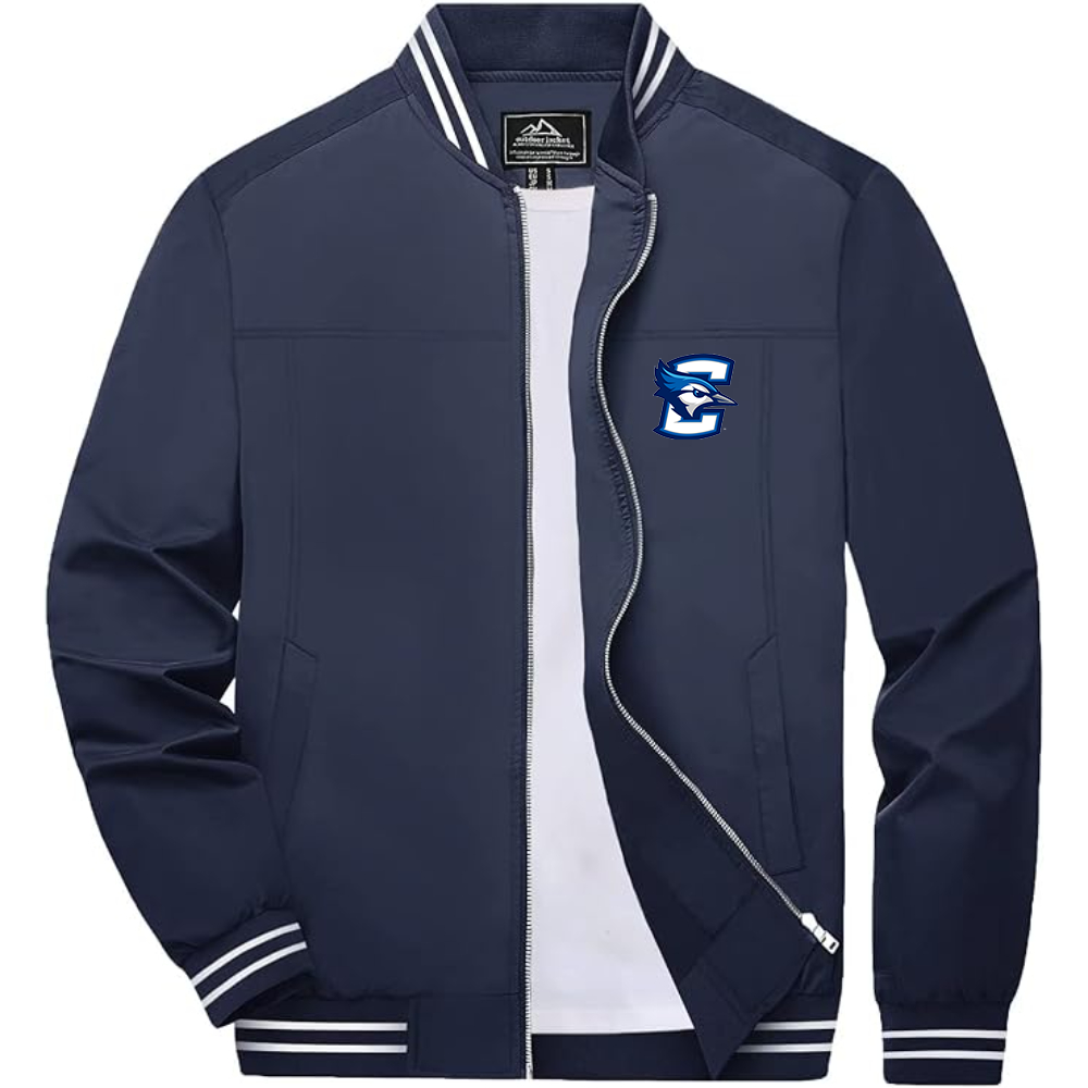 Men's  Creighton Bluejays Lightweight Zip-Up Bomber Jacket with Ribbed Collar and Cuffs Versatile Casual Outerwear
