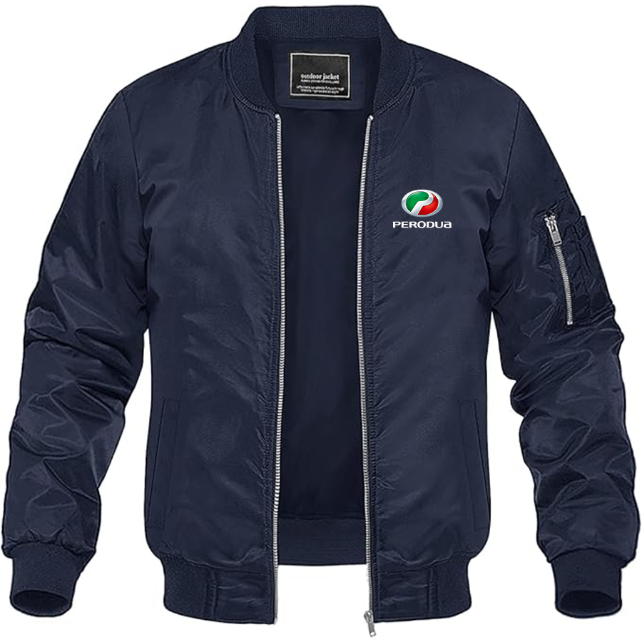 Men's Perodua Logo Lightweight Bomber Jacket Windbreaker Softshell Varsity Jacket Coat