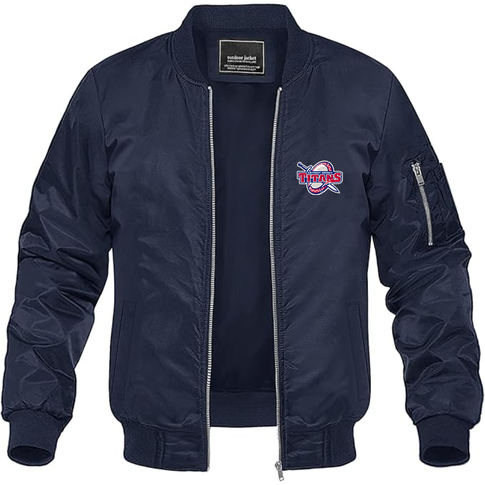 Men's  Detroit Titans  Lightweight Bomber Jacket Windbreaker Softshell Varsity Jacket Coat