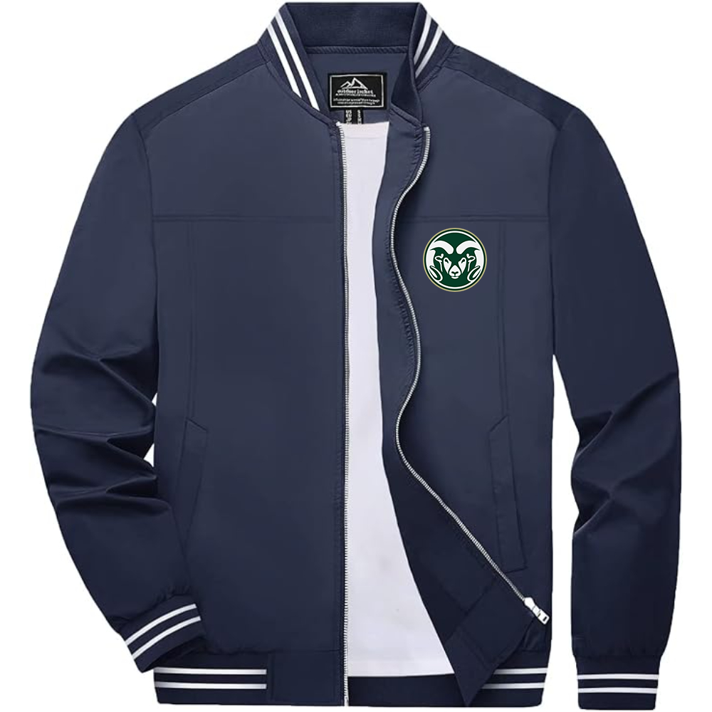 Men's Colorado State Rams  Lightweight Zip-Up Bomber Jacket with Ribbed Collar and Cuffs Versatile Casual Outerwear