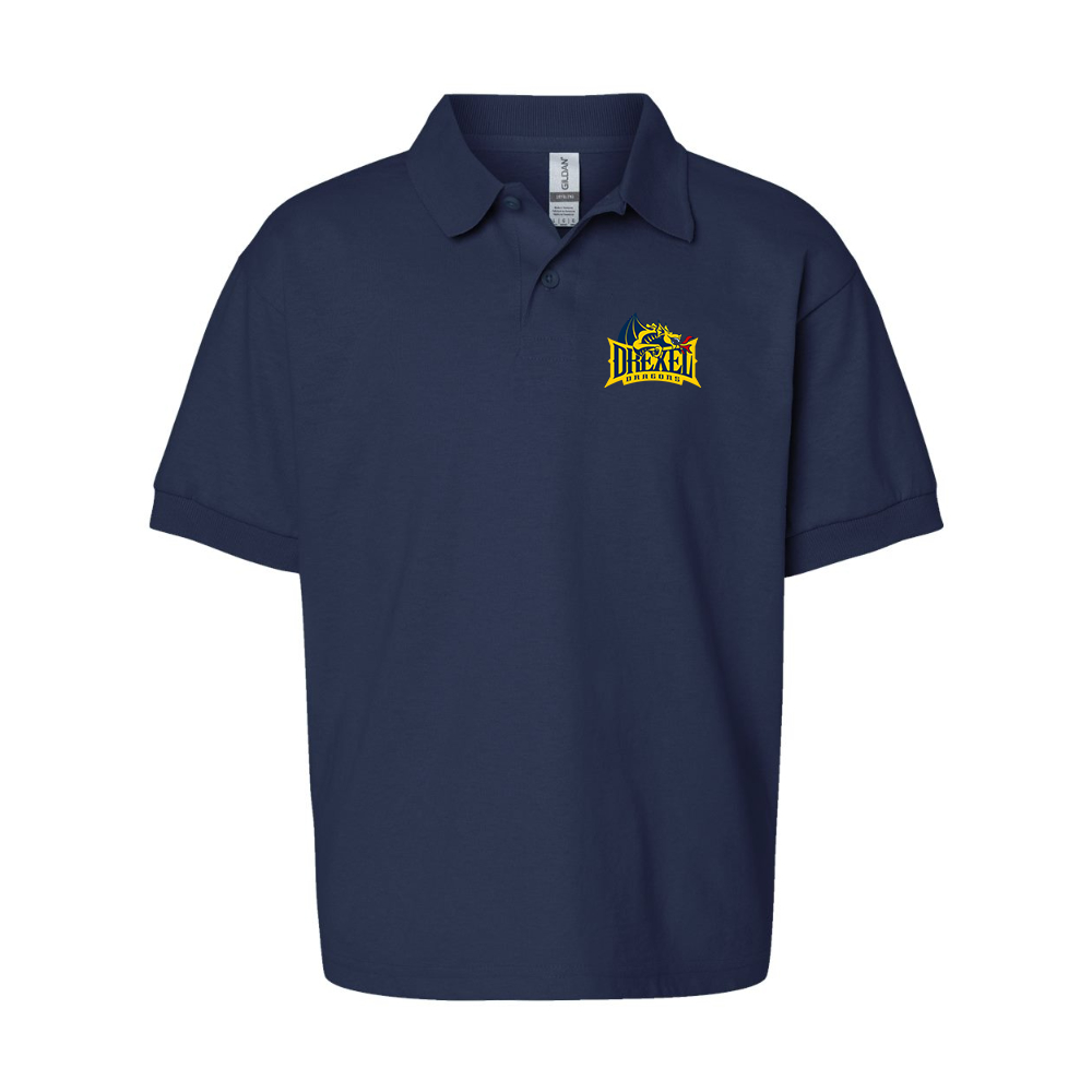 Youth  Drexel Dragons Gildan Dry Blend Jersey Polo