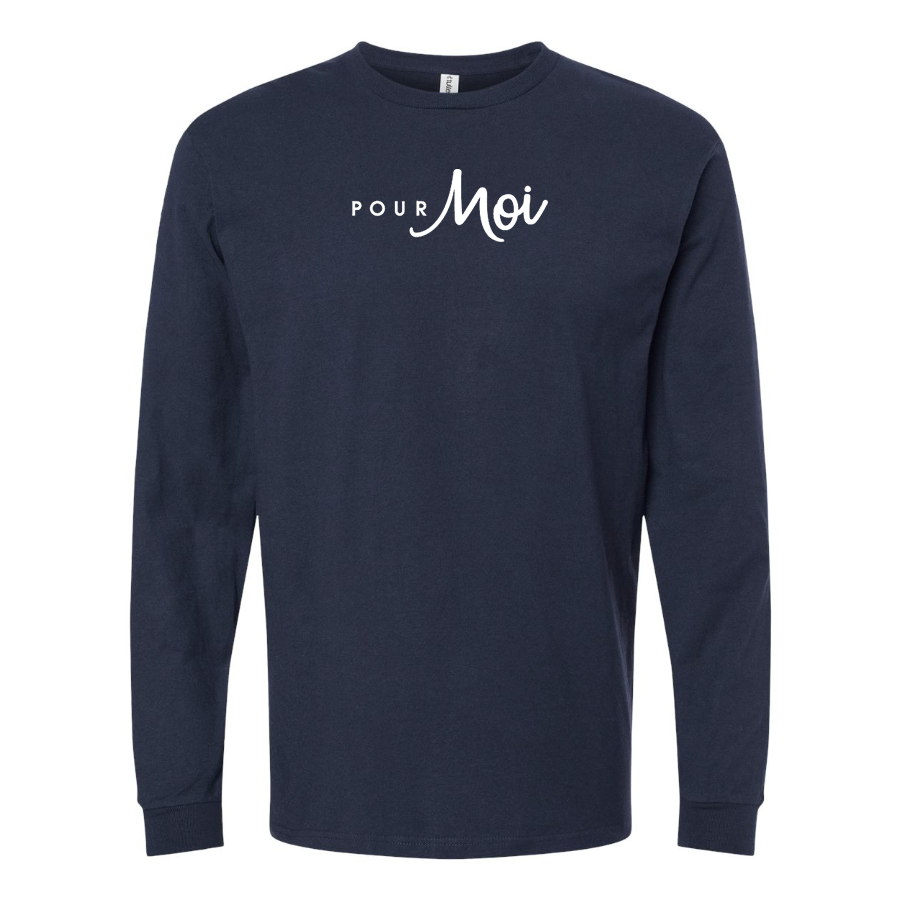 Men's  Pour Moi Logo  Cotton Long Sleeve T-Shirt