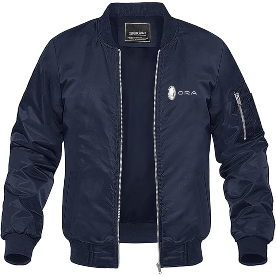 Men's ORA Logo Lightweight Bomber Jacket Windbreaker Softshell Varsity Jacket Coat