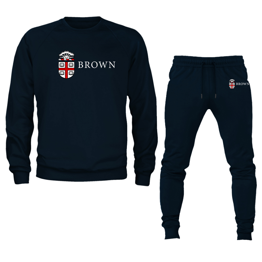 Men's Brown University Crewneck Sweatshirt Joggers Suit