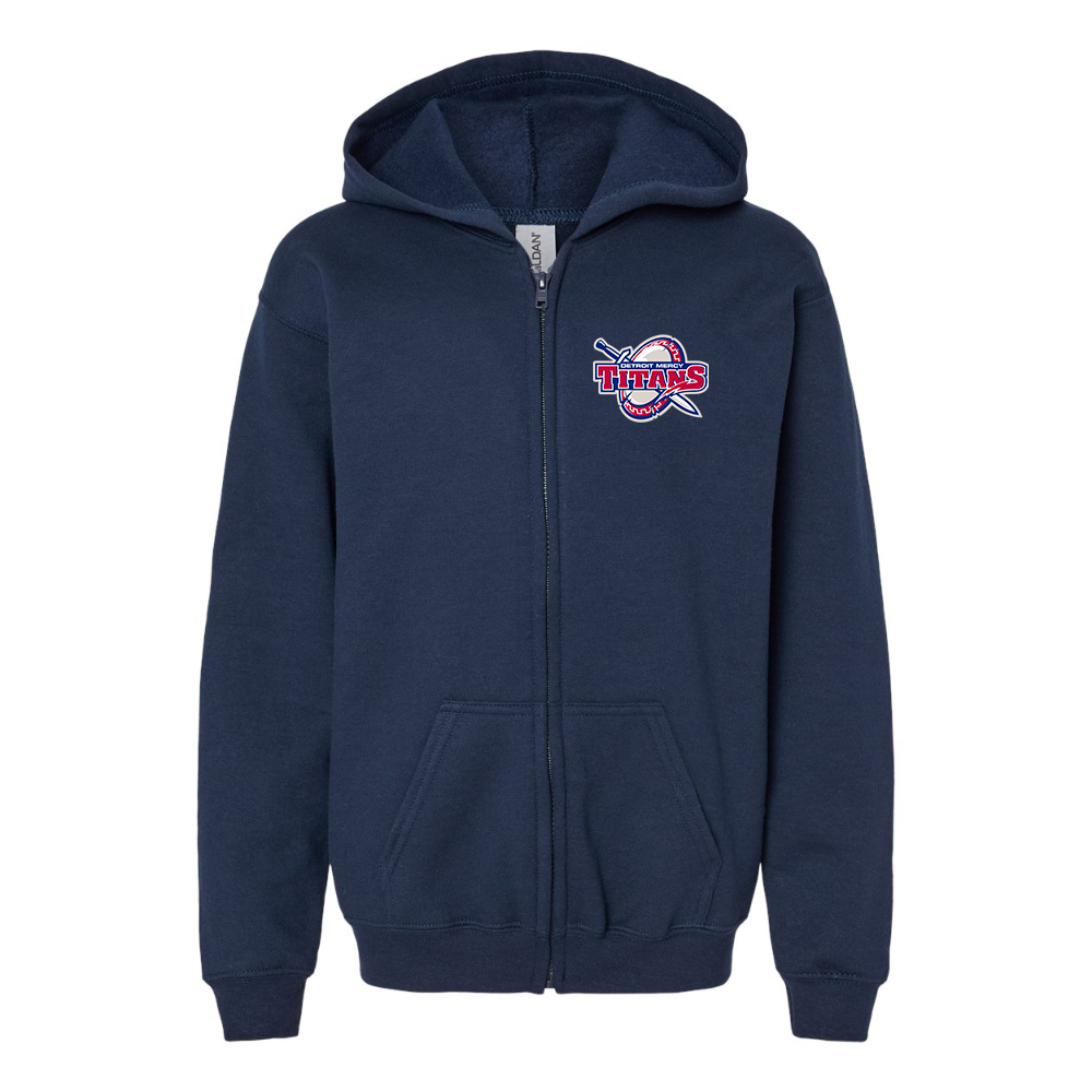 Youth Detroit Titans  Gildan Heavy Blend Full Zip Hooded Sweatshirt