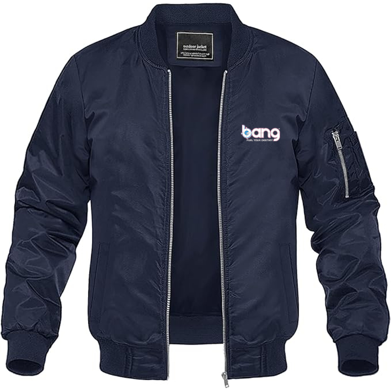 Men's Bang Energy Logo Lightweight Bomber Jacket Windbreaker Softshell Varsity Jacket Coat