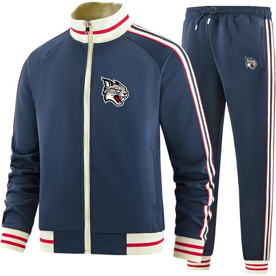 Men's Davidson Wildcats  Two Piece Designer Tracksuit with Bold Striped Accents and Zippered Front Elevated Athletic