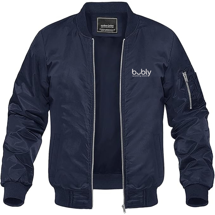 Men's Bubly Logo Lightweight Bomber Jacket Windbreaker Softshell Varsity Jacket Coat