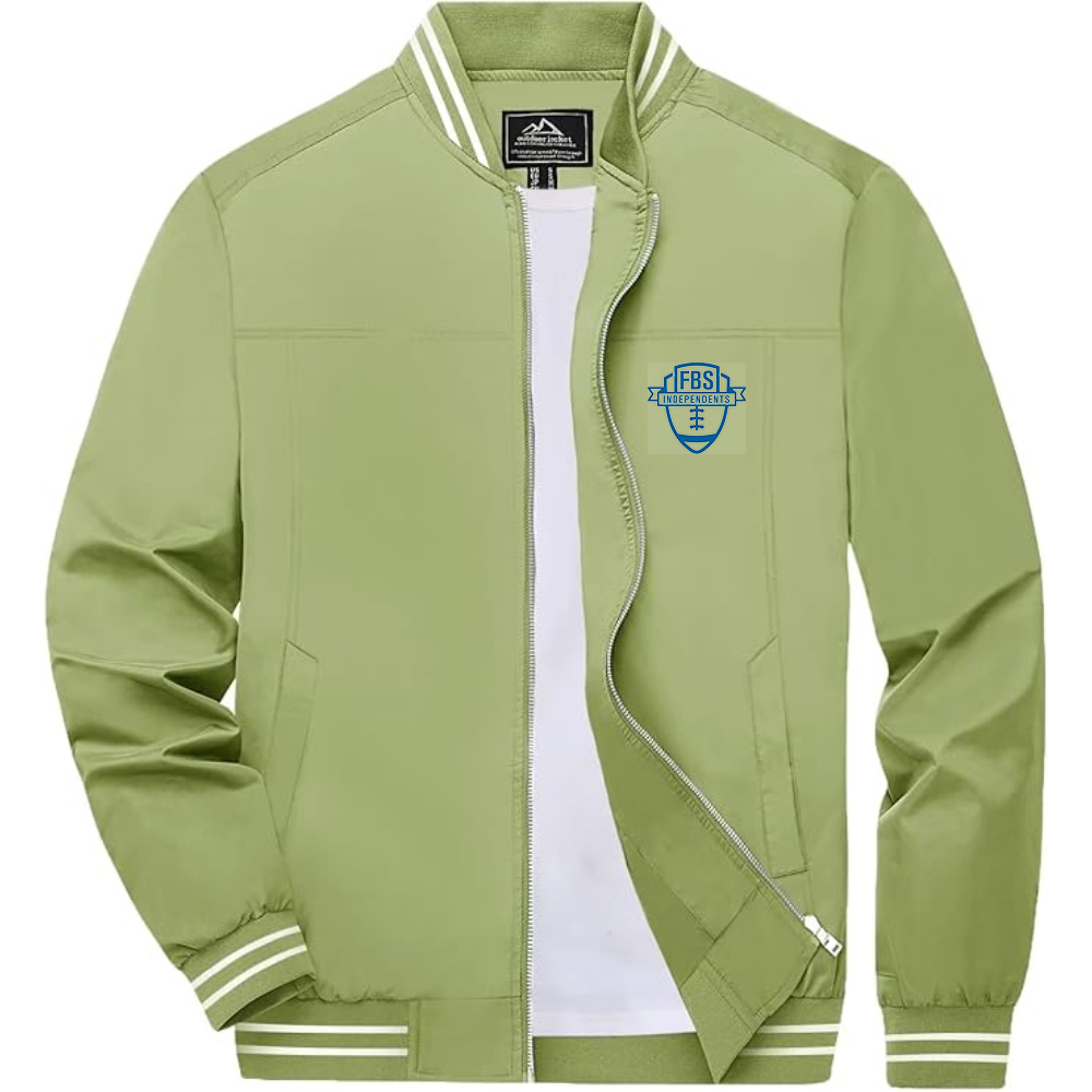 Men's  Division I FBS Independents Lightweight Zip-Up Bomber Jacket with Ribbed Collar and Cuffs Versatile Casual Outerwear