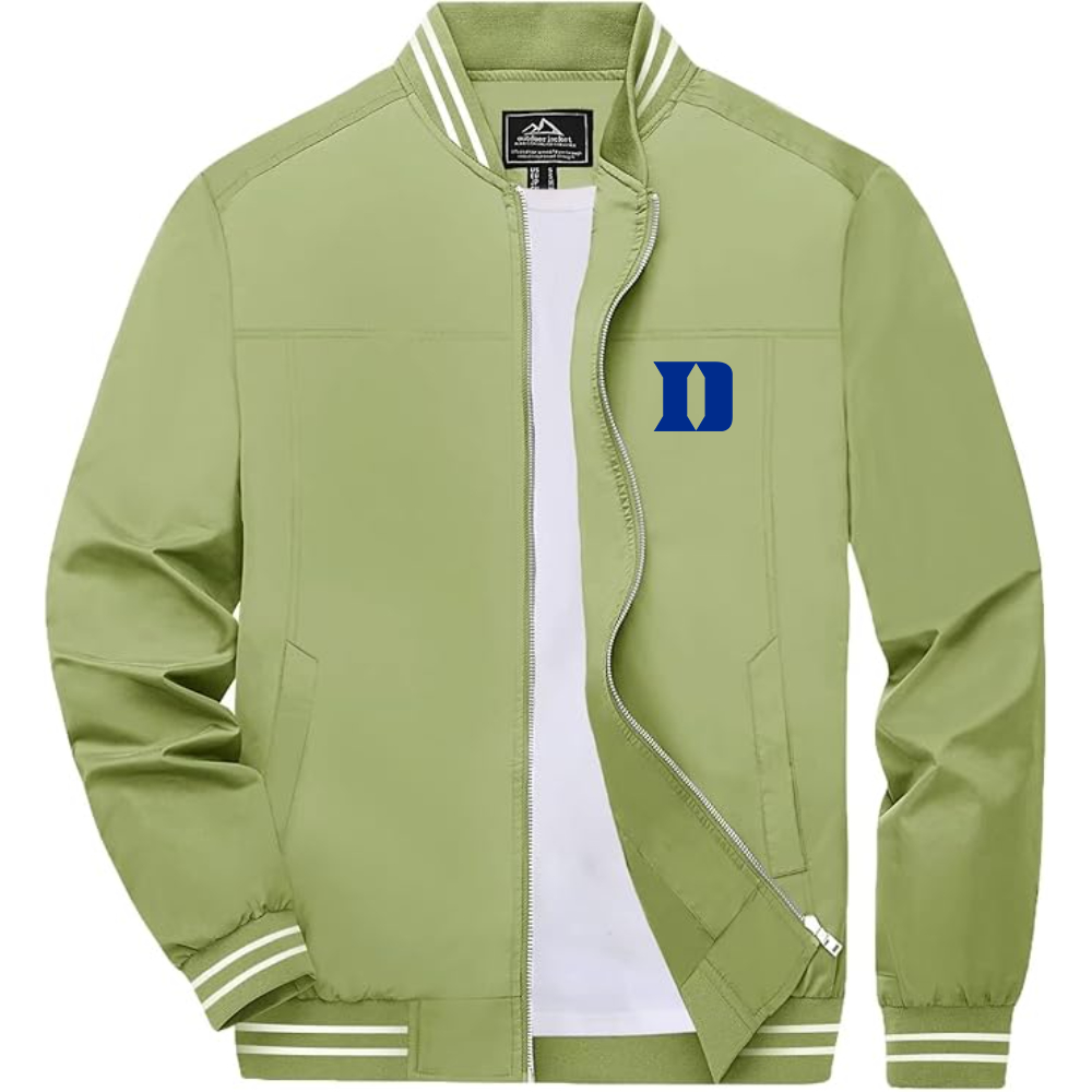 Men's  Duke Blue Devils Lightweight Zip-Up Bomber Jacket with Ribbed Collar and Cuffs Versatile Casual Outerwear