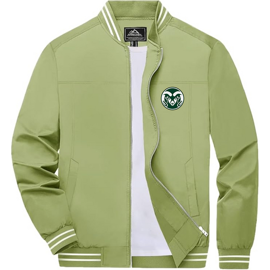 Men's Colorado State Rams  Lightweight Zip-Up Bomber Jacket with Ribbed Collar and Cuffs Versatile Casual Outerwear