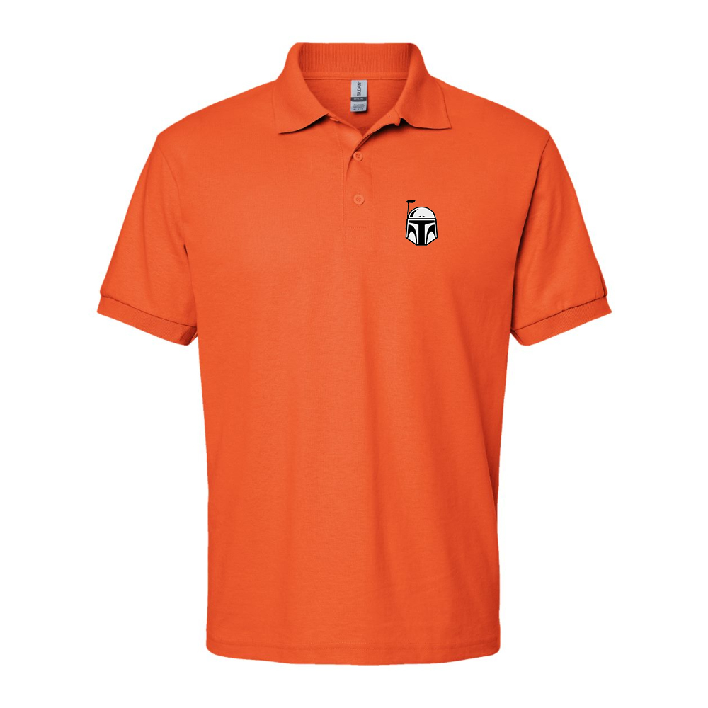 Men's Star Wars Boba Fett Helmet Dry Blend Jersey Polo