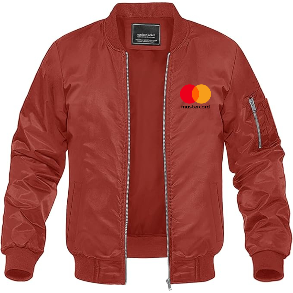 Men's  Mastercard Logo Lightweight Bomber Jacket Windbreaker Softshell Varsity Jacket Coat