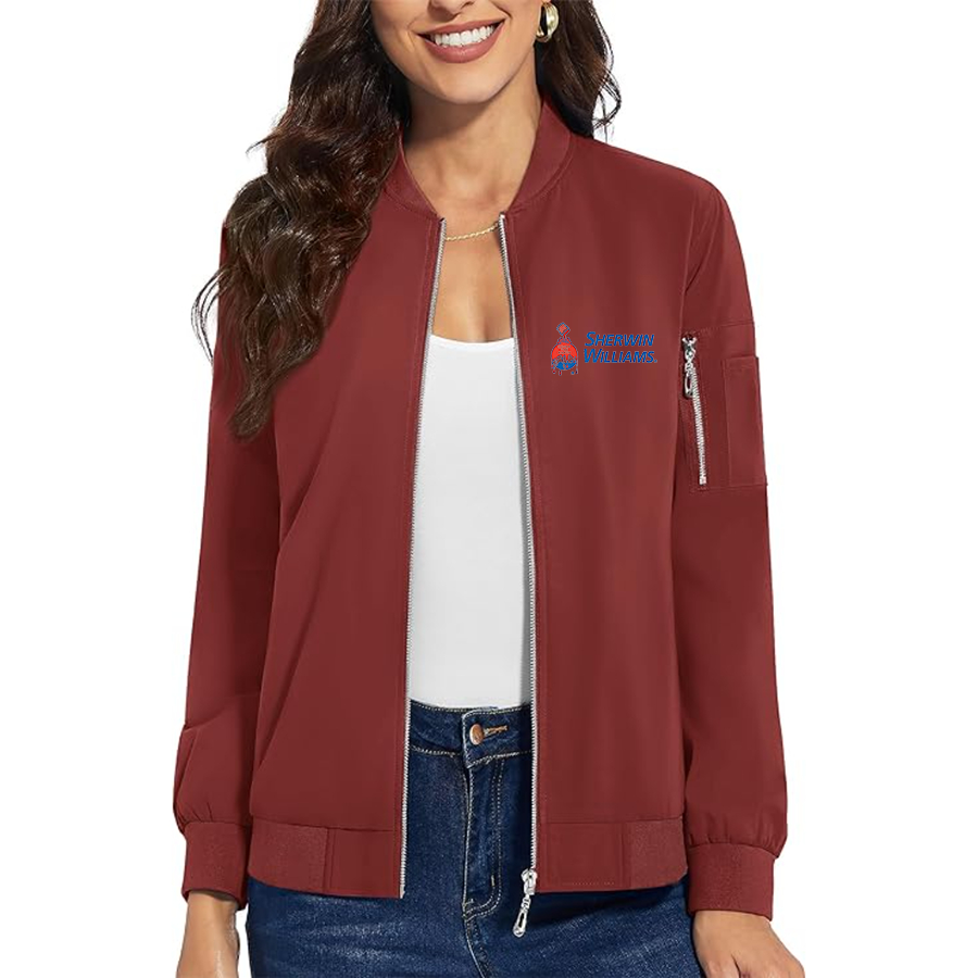 Women's  Sherwin Williams Premium Bomber Jacket with Polished Detailing and Functional Sleeve Pocket Modern Luxury Outerwear
