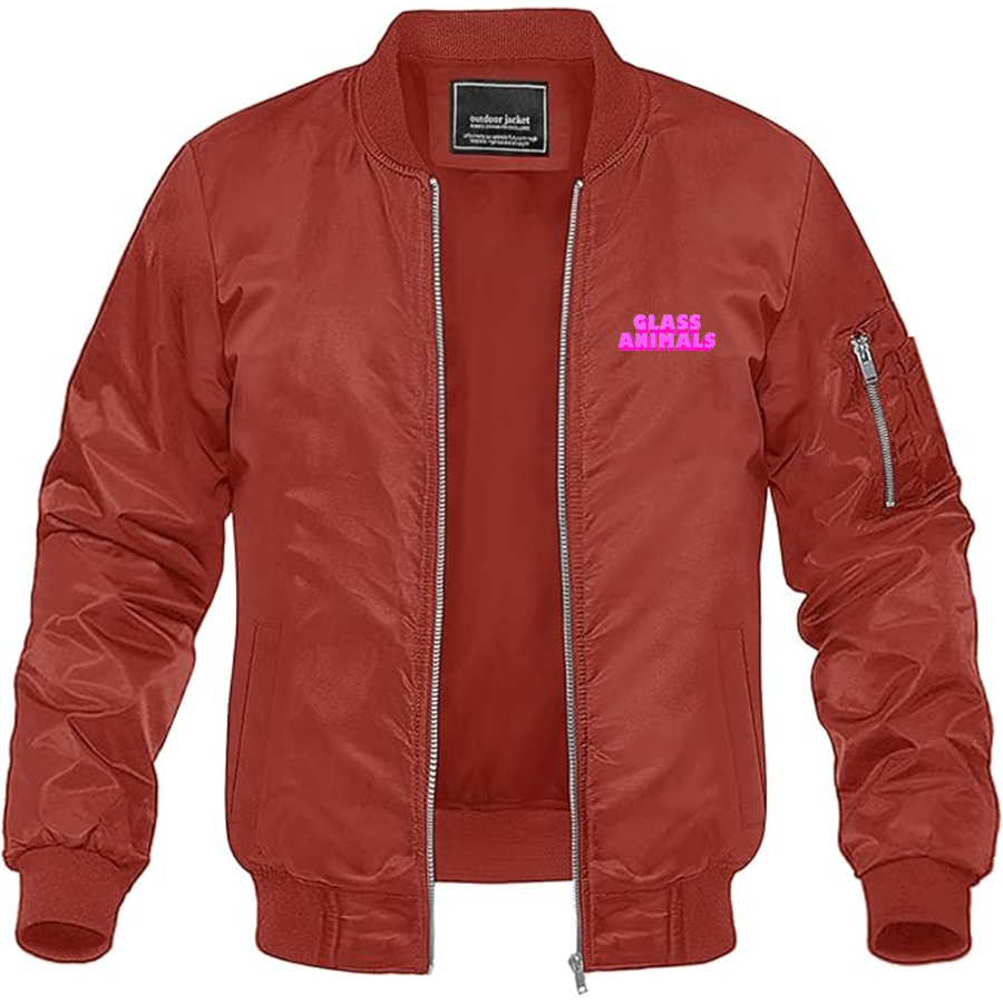 Men's Glass Animals Logo Lightweight Bomber Jacket Windbreaker Softshell Varsity Jacket Coat