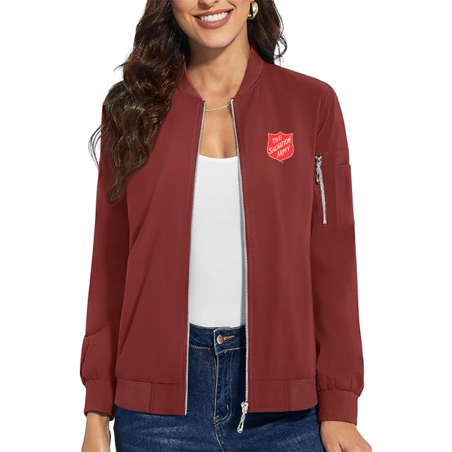 Women's The Salvation Army  Premium Bomber Jacket with Polished Detailing and Functional Sleeve Pocket Modern Luxury Outerwear