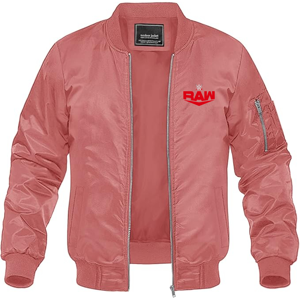 Men's WWE Raw  Lightweight Bomber Jacket Windbreaker Softshell Varsity Jacket Coat