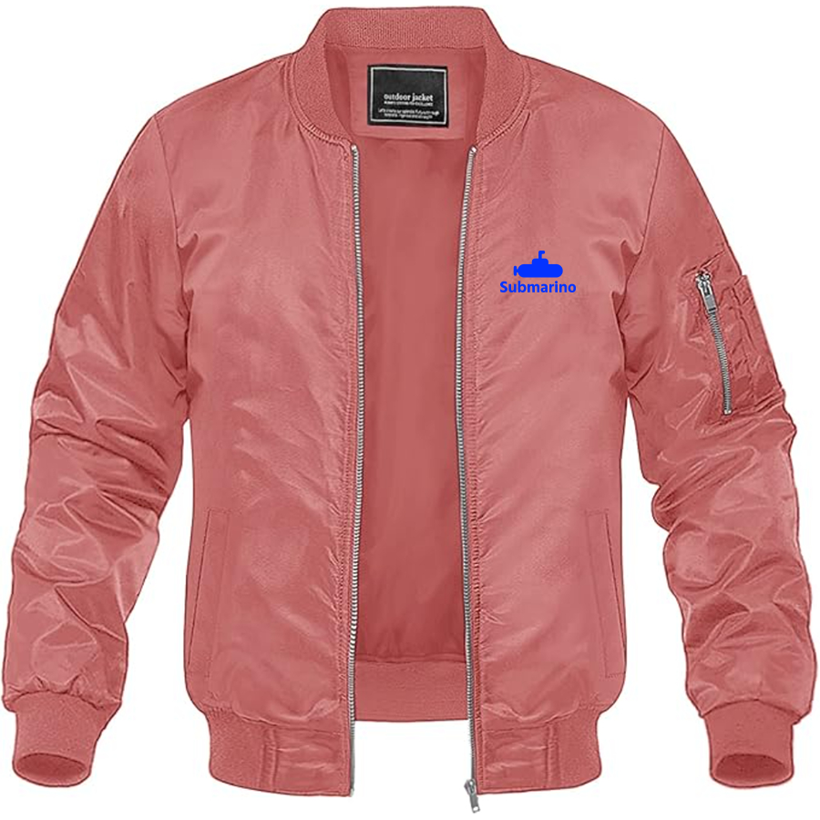 Men's Submarino Logo Lightweight Bomber Jacket Windbreaker Softshell Varsity Jacket Coat