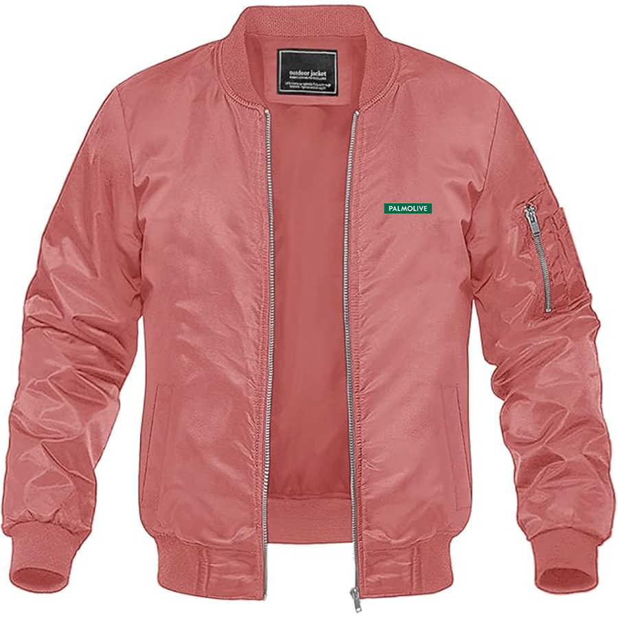 Men's Palmolive Logo Lightweight Bomber Jacket Windbreaker Softshell Varsity Jacket Coat