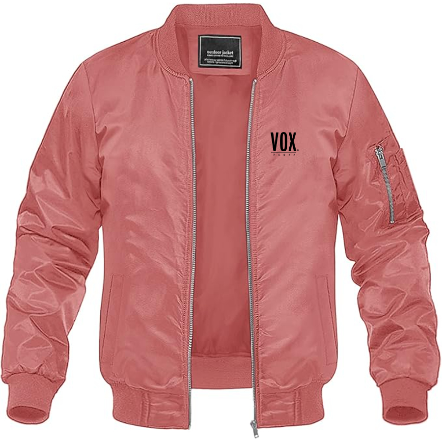 Men's Vox Logo Lightweight Bomber Jacket Windbreaker Softshell Varsity Jacket Coat