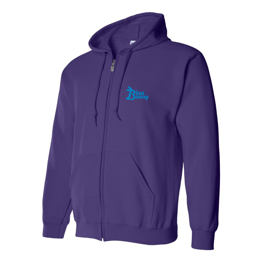 Men's Blue Bunny  Logo Zipper Hoodie