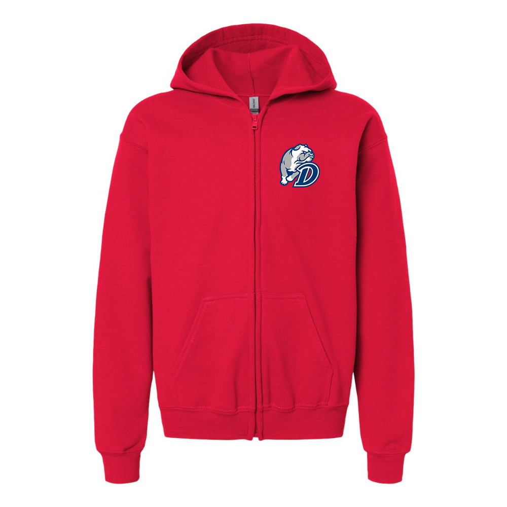 Youth  Drake Bulldogs Gildan Heavy Blend Full Zip Hooded Sweatshirt