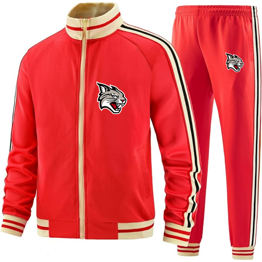 Men's Davidson Wildcats  Two Piece Designer Tracksuit with Bold Striped Accents and Zippered Front Elevated Athletic