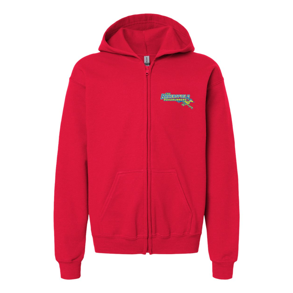 Youth CSU-Bakersfield Roadrunners Gildan Heavy Blend Full Zip Hooded Sweatshirt