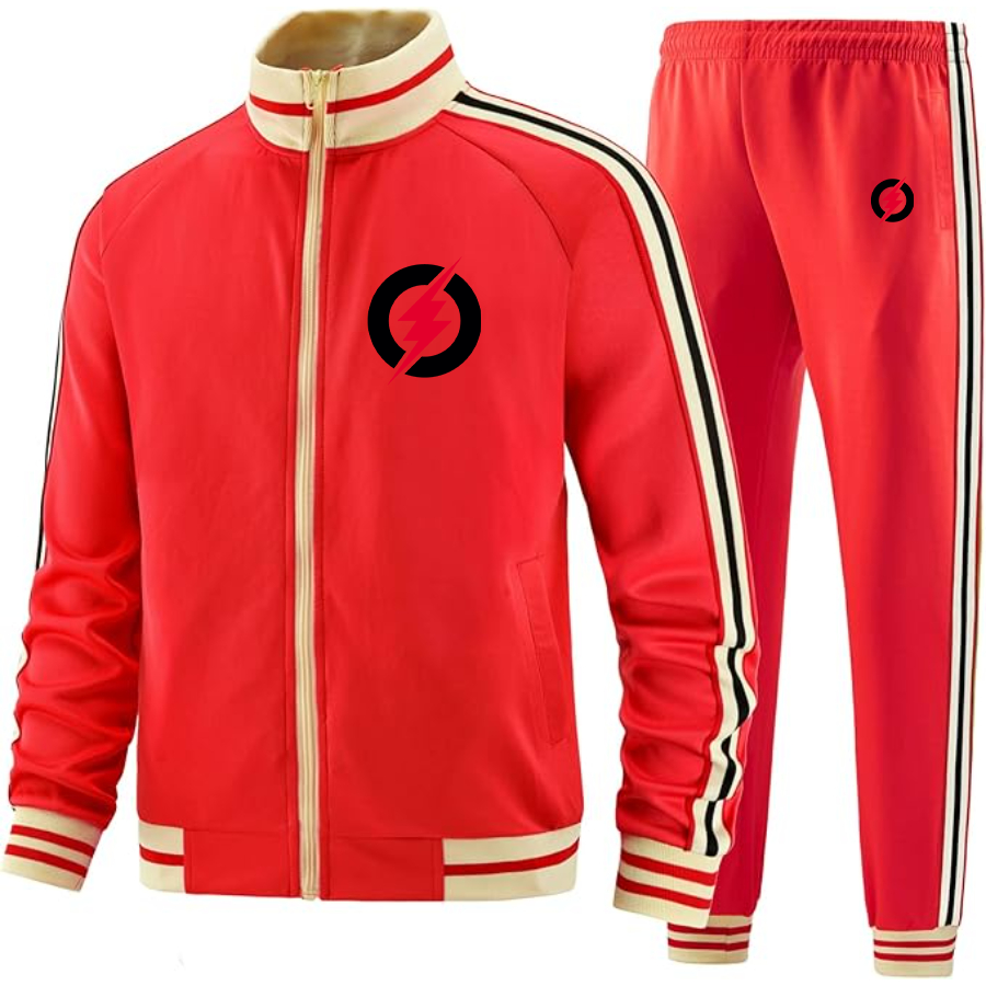 Men's Rayovac Lightning Two Piece Designer Tracksuit with Bold Striped Accents and Zippered Front Elevated Athletic