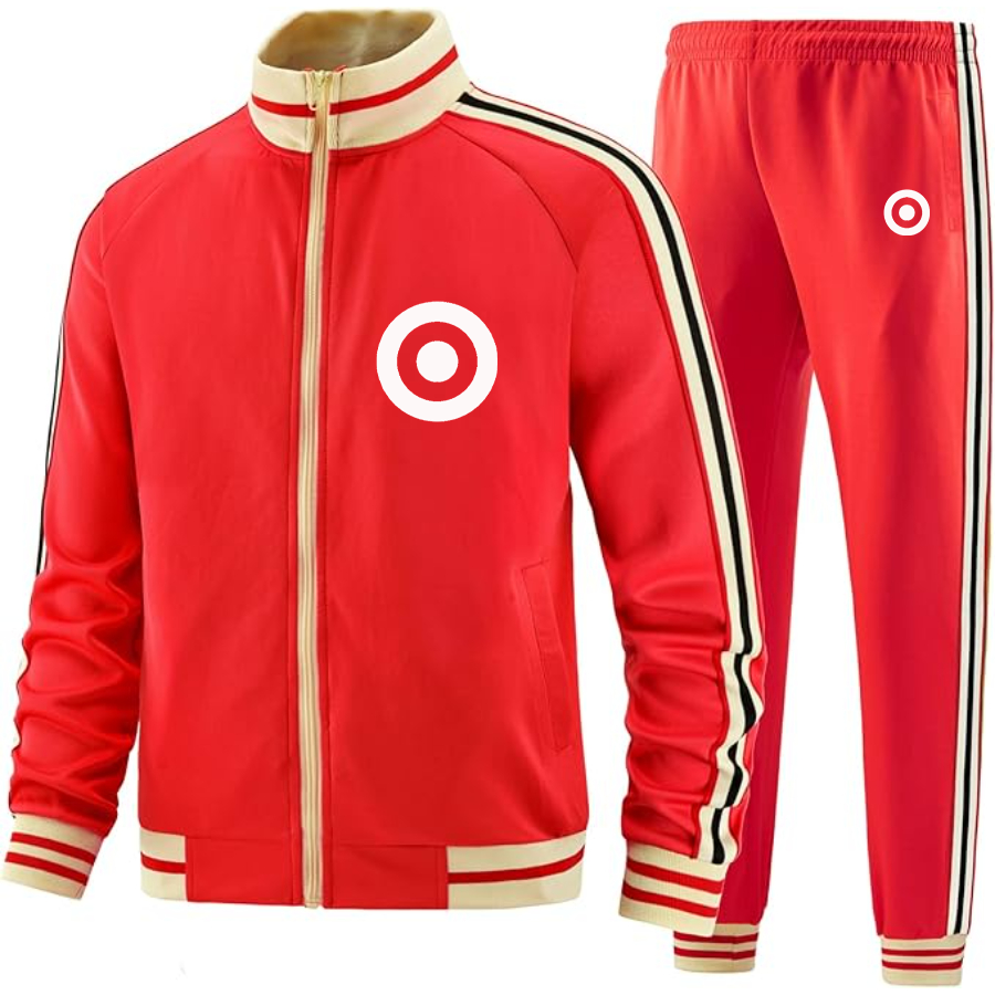 Men's Target   Two Piece Designer Tracksuit with Bold Striped Accents and Zippered Front Elevated Athletic