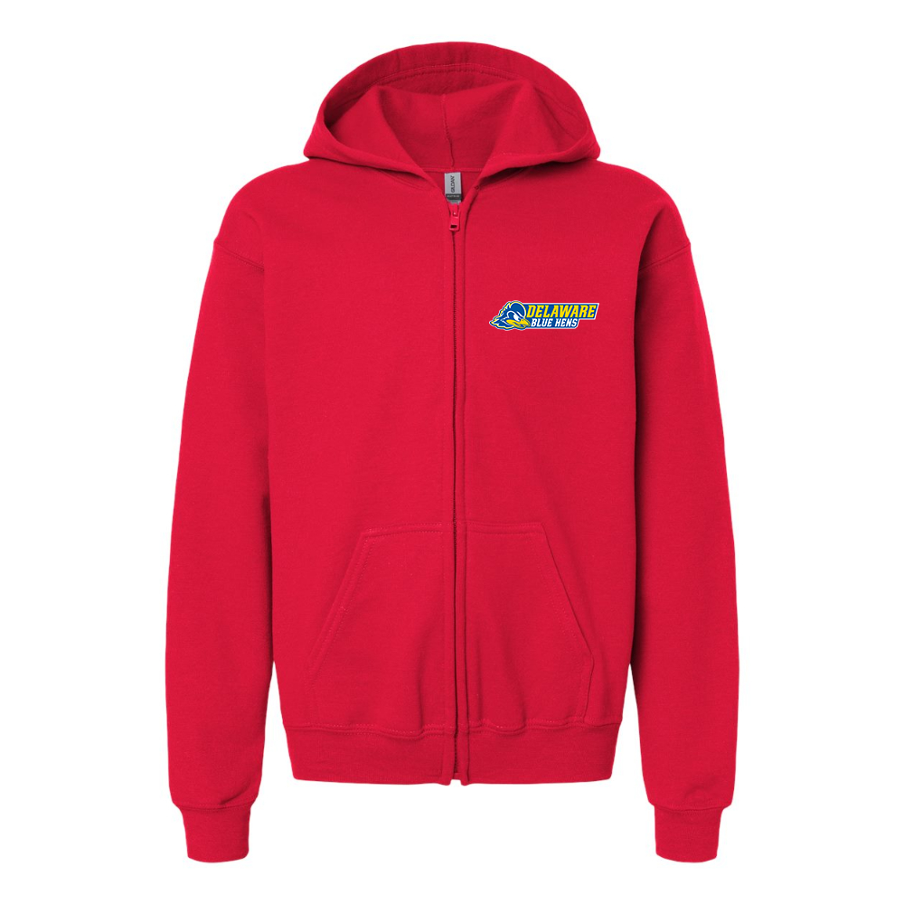 Youth Delaware Blue Hens Gildan Heavy Blend Full Zip Hooded Sweatshirt