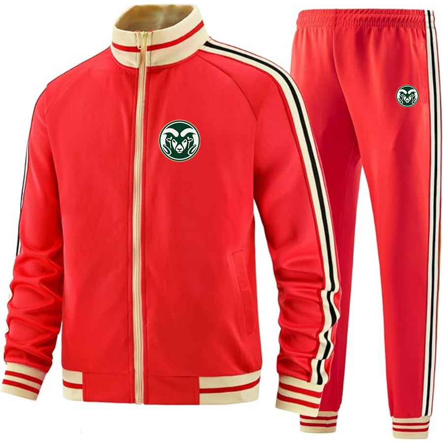Men's Colorado State Rams Two Piece Designer Tracksuit with Bold Striped Accents and Zippered Front Elevated Athletic
