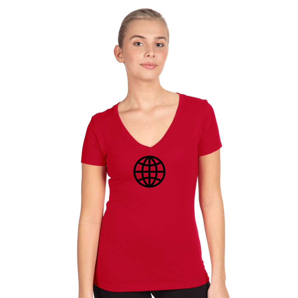 Women's Internet Globe  Next Level V-Neck T-Shirt