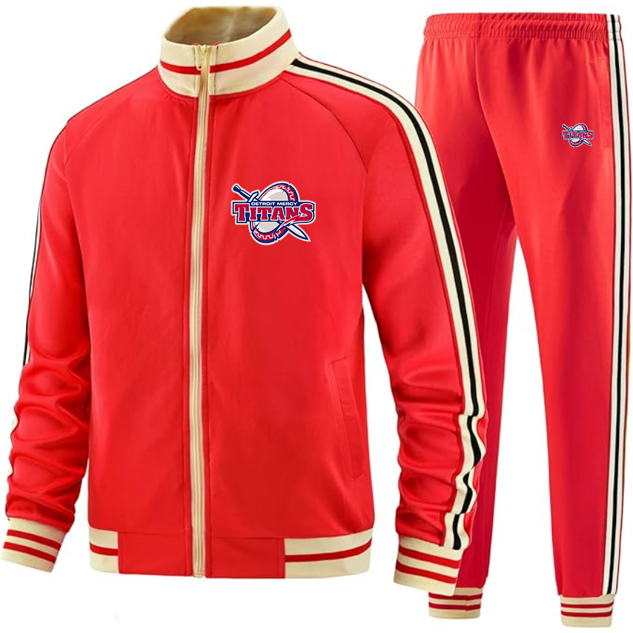 Men's Detroit Titans  Two Piece Designer Tracksuit with Bold Striped Accents and Zippered Front Elevated Athletic