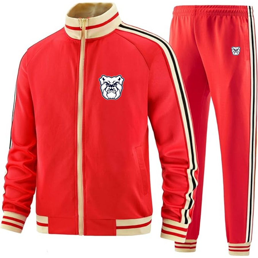 Men's Butler Bulldogs  Two Piece Designer Tracksuit with Bold Striped Accents and Zippered Front Elevated Athletic
